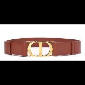 Christian Dior cognac brown belt gold size 80